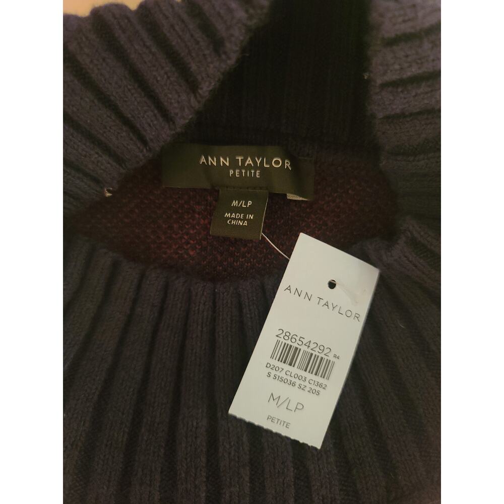 NWT Ann Taylor blue red turtleneck sweater poncho - MP / LP - Picture 3 of 4
